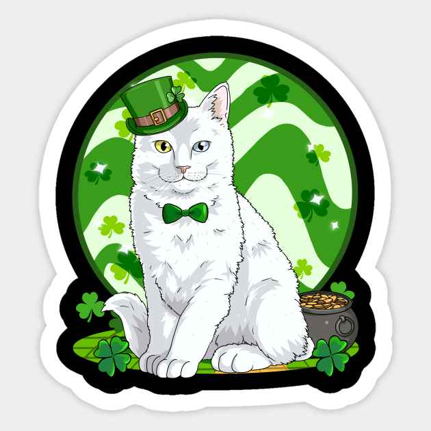 Turkish Angora Cat St. Patricks Day Irish Leprechaun Sticker by Noseking